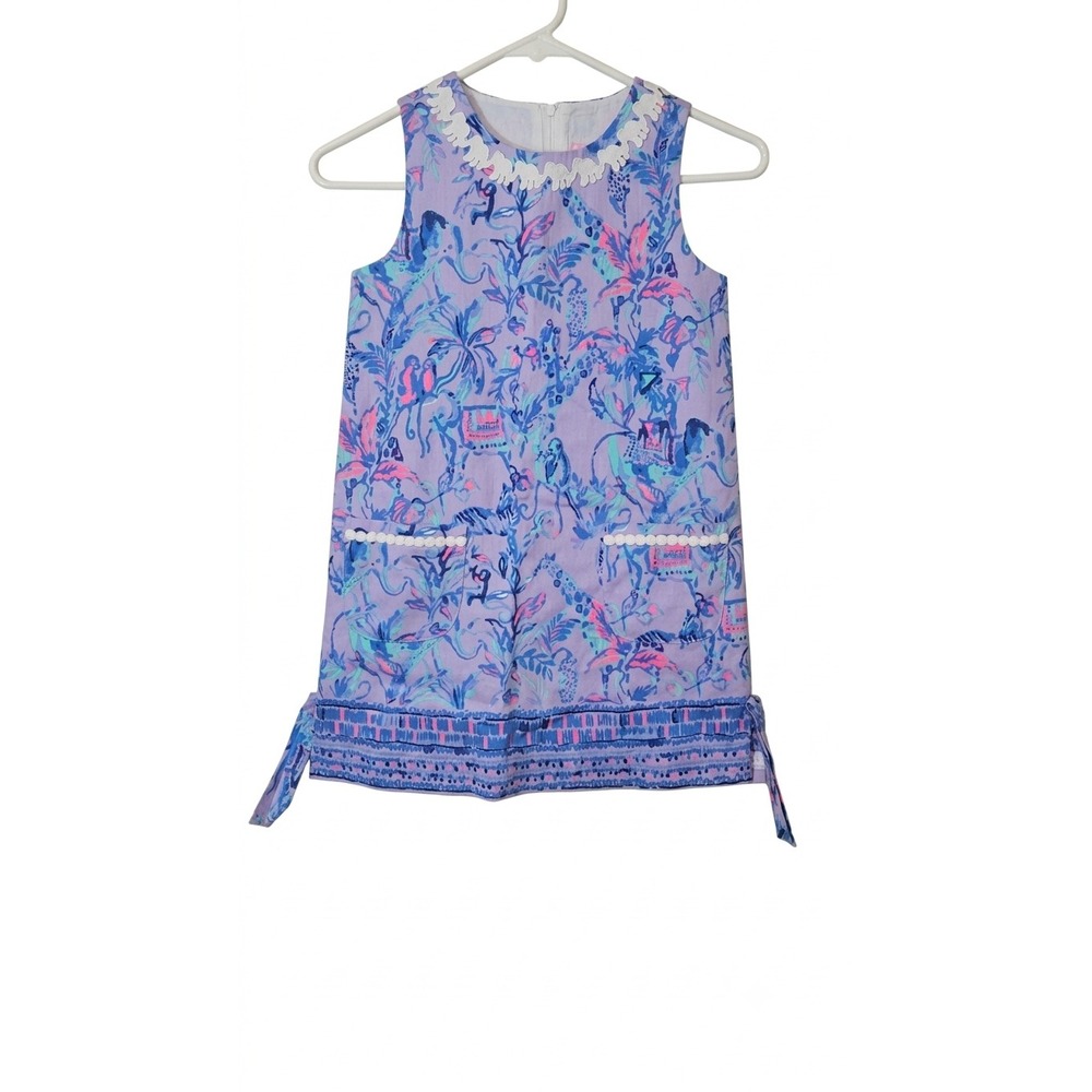 Lilly Pulitzer Shift Dress Girls 8 Lilac Verbena Fruity Monkey Excellent 25779
